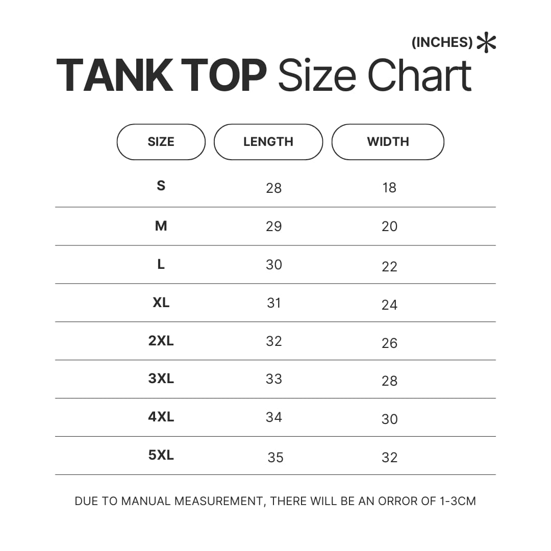 Tank Top Size Chart - King Gizzard Store