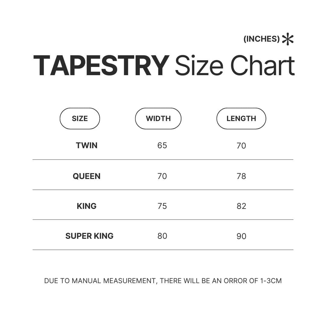 Tapestry Size Chart - King Gizzard Store