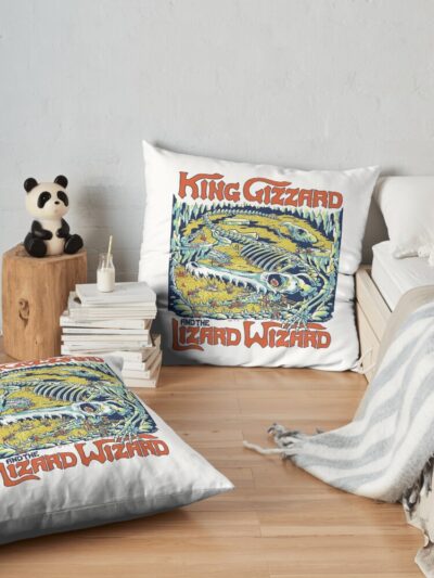 King Gizzard And The Lizard Wizard Throw Pillow Official King Gizzard Merch