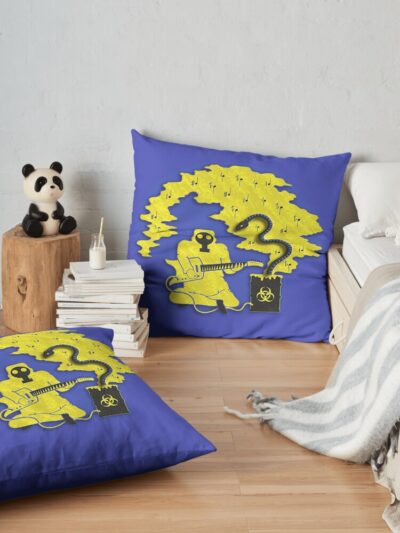 King Gizzard Flying Microtonal Banana Album Cover Merch Throw Pillow Official King Gizzard Merch