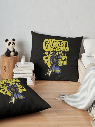 Great Model Loves Music And Banana King Gizzard Cool Graphic Gift Throw Pillow Official King Gizzard Merch