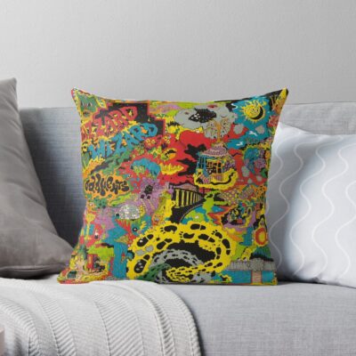 King Gizzard And The Lizard Wizard Wallpaper Print Throw Pillow Official King Gizzard Merch